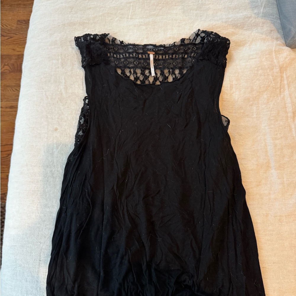 Free People Black Lace Tank Top
